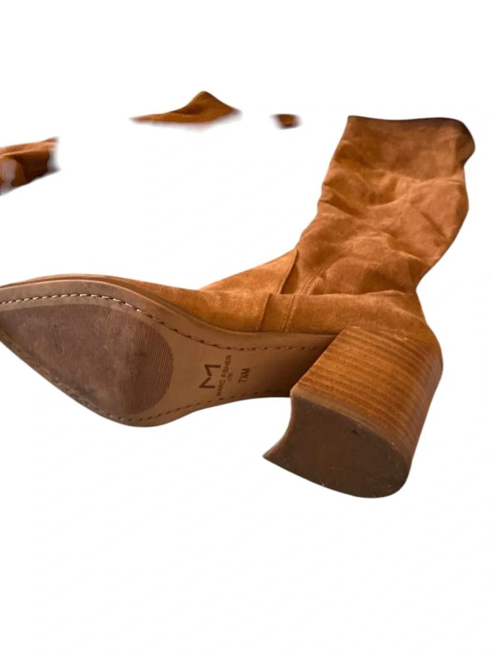 Marc‎ Fisher Tan Suede Over-the-Knee Block Heel Boots